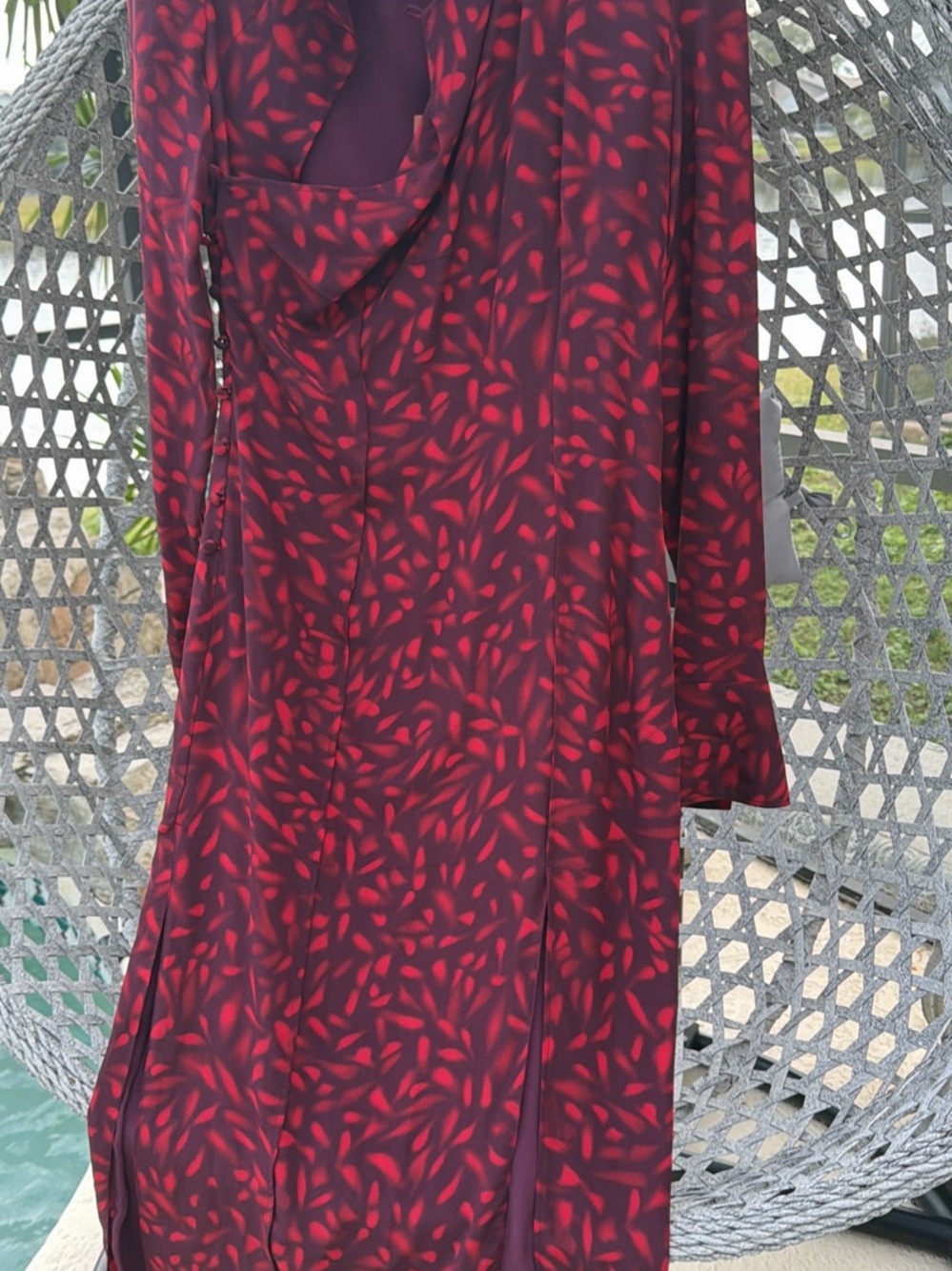 Altuzarra Burgundy and Red Leaf-Print Draped Tunic